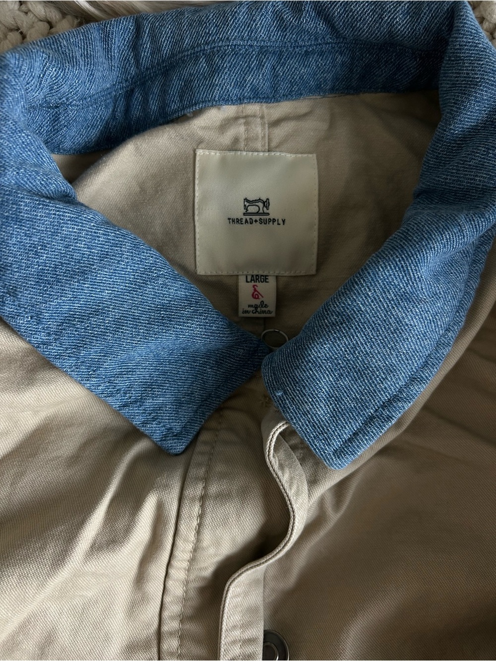 Thread+Supply Large Khaki Jacket Denim Collar - Picture 2 of 2